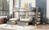 Multifunctional Triple Bunk Bed With Drawers And Guardrails - Furniture Home Direct