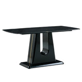 Dining Table With Imitation Marble Top, Modern Black - Furniture Home Direct
