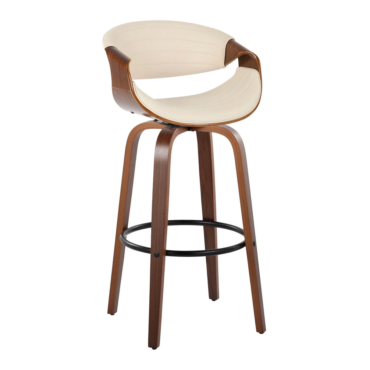 Symphony - Mid Century Modern Fixed Height Barstool With Swivel And Round Footrest (Set of 2) - Furniture Home Direct