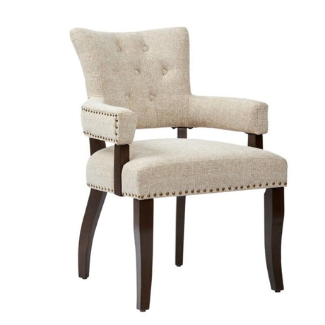 Brooklyn - Dining Arm Chair With Button Tufted Back (Set of 2) - Cream - Furniture Home Direct