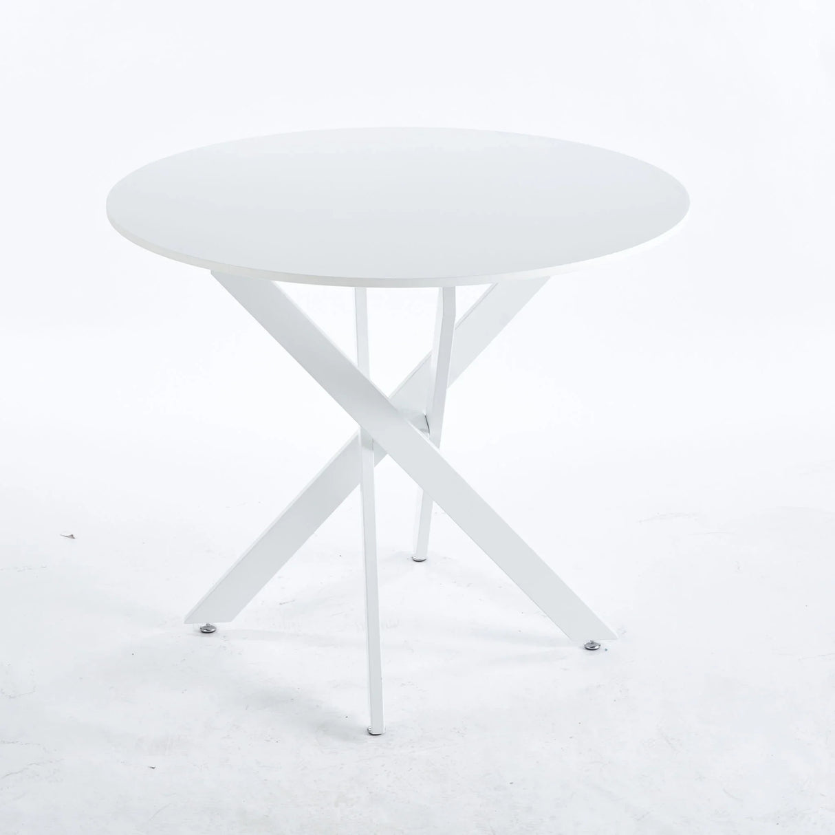 Mid-Century Dining Table For 4 - 6 People With Round MDF Table Top, Pedestal Dining Table, End Table Leisure Coffee Table, Cross Leg - Furniture Home Direct