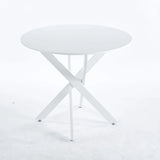 Mid-Century Dining Table For 4 - 6 People With Round MDF Table Top, Pedestal Dining Table, End Table Leisure Coffee Table, Cross Leg - Furniture Home Direct