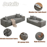 2 Piece Boucle Cloud Living Room Set with 2 Trays - Dark Gray - Furniture Home Direct