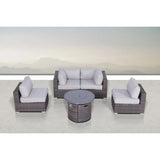 Wicker Outdoor Lounge Set With Cushions And Fire Pit - Furniture Home Direct