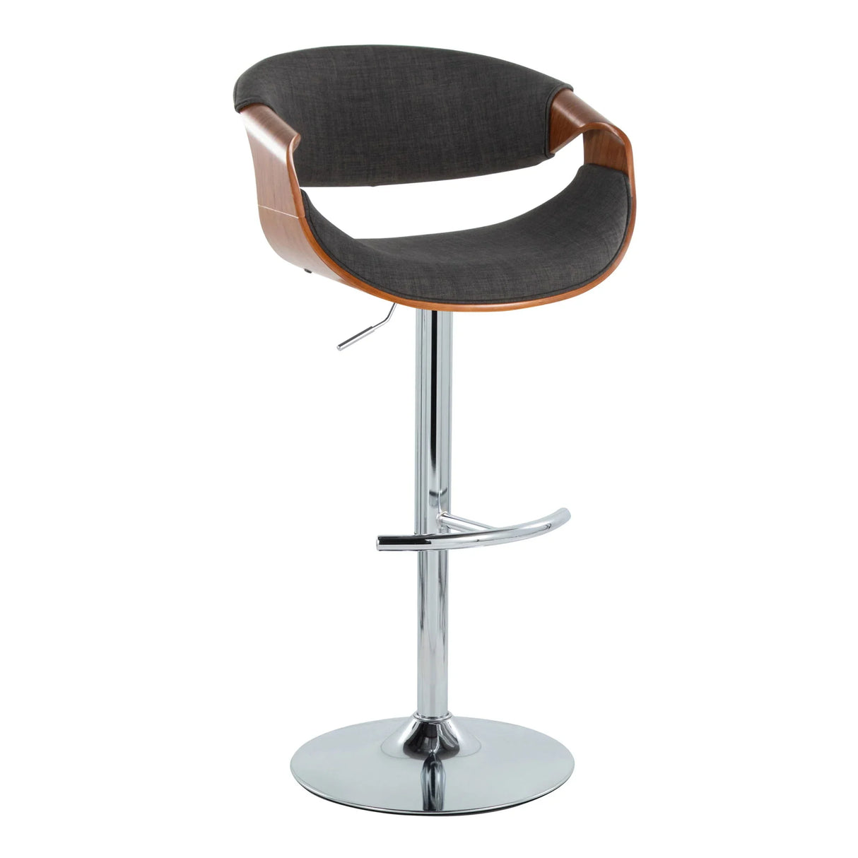 Curvo - Mid Century Modern Adjustable Barstool With Swivel With Rounded T Footrest (Set of 2) - Furniture Home Direct