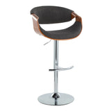 Curvo - Mid Century Modern Adjustable Barstool With Swivel With Rounded T Footrest (Set of 2) - Furniture Home Direct