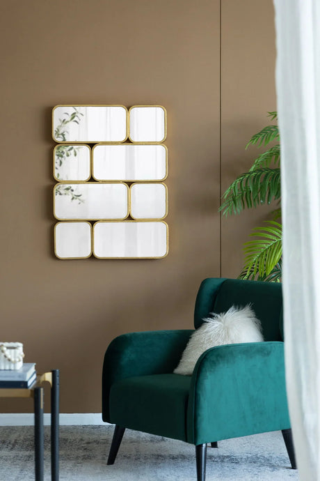 Mirror With en Metal Framed Decorative Rectangle Mirror For Bedroom Dressing Room, Hallway Or Living Spac - Gold - Furniture Home Direct