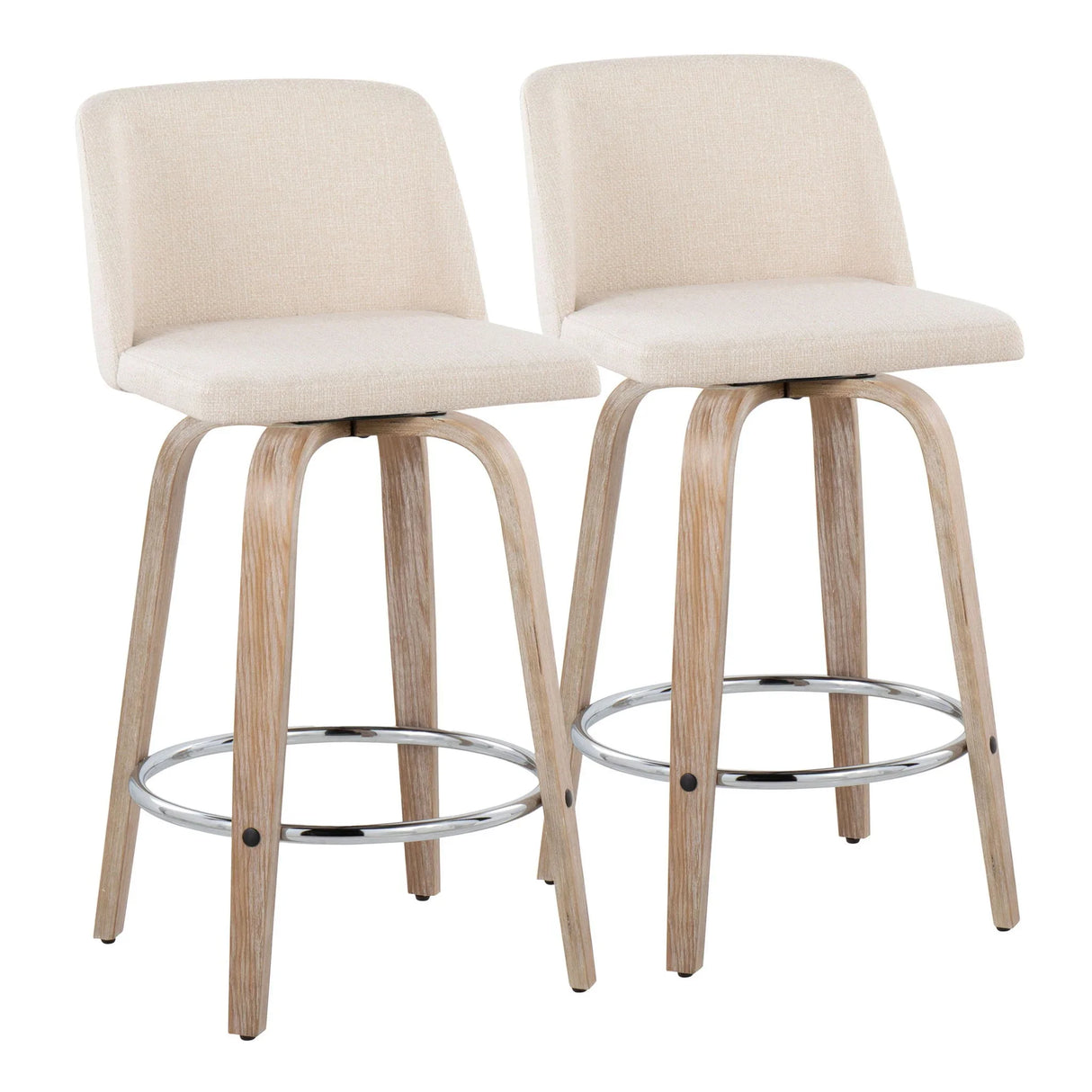 Toriano - Contemporary Fixed Height Counter Stool With Swivel & Round Footrest Modern Design (Set of 2) - Furniture Home Direct