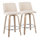 Toriano - Contemporary Fixed Height Counter Stool With Swivel & Round Footrest Modern Design (Set of 2) - Furniture Home Direct