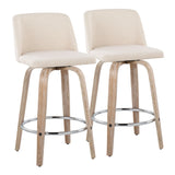 Toriano - Contemporary Fixed Height Counter Stool With Swivel & Round Footrest Modern Design (Set of 2) - Furniture Home Direct