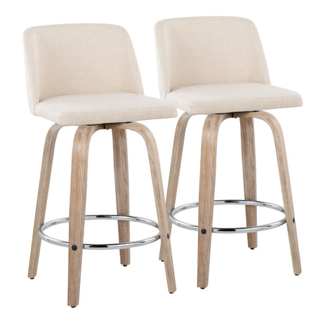 Toriano - Contemporary Fixed Height Counter Stool With Swivel & Round Footrest Modern Design (Set of 2) - Furniture Home Direct