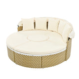 Outdoor Daybed With Retractable Canopy Cushions Beige - Furniture Home Direct