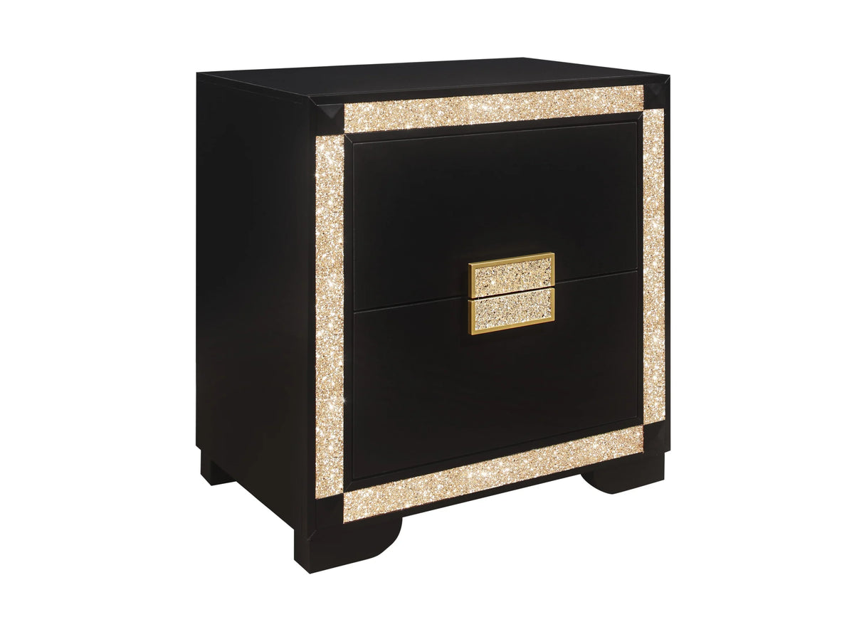 Queen Bedroom Set Black With Gold Trim And Mirrors Black - Furniture Home Direct