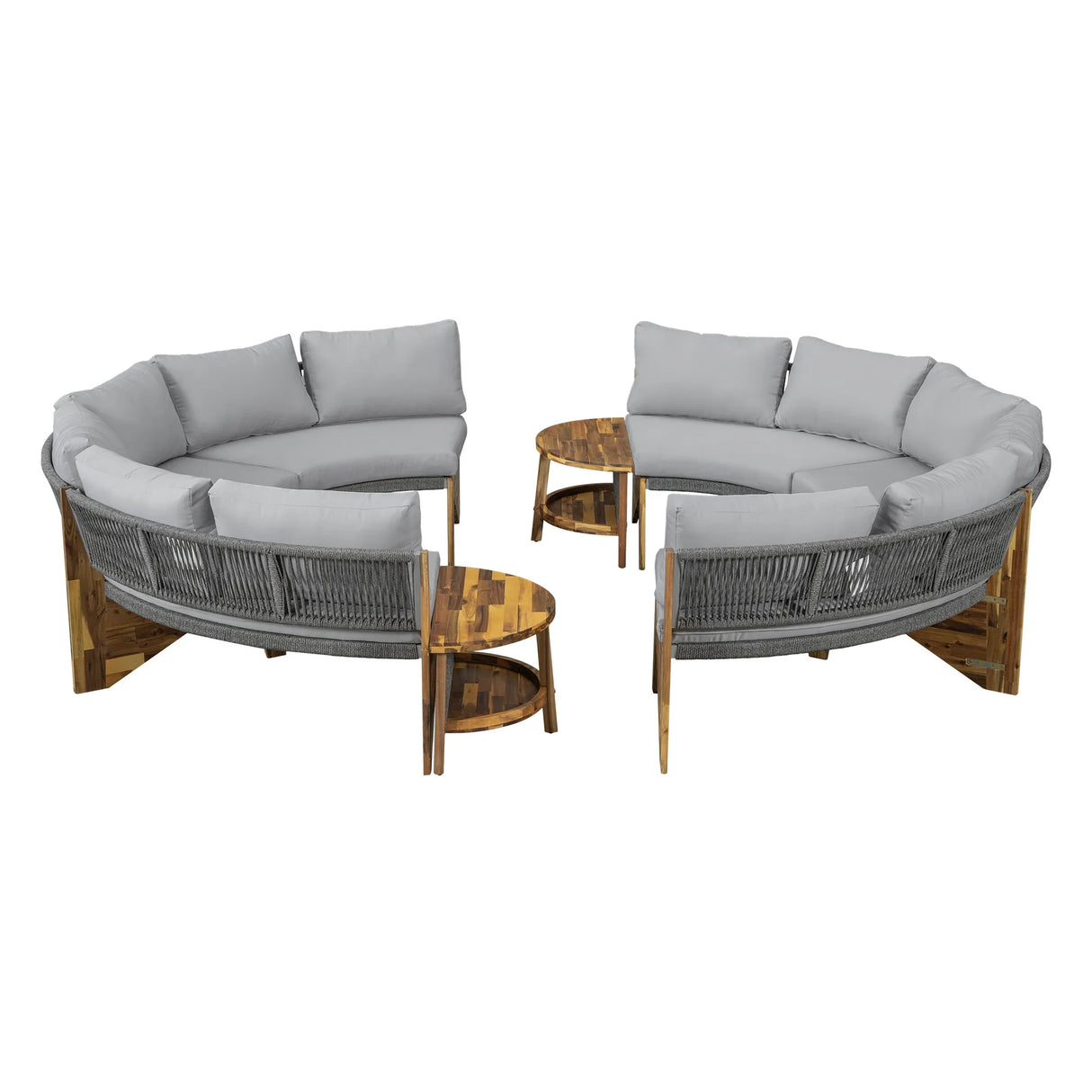 6 - Person Outdoor Sectional with Cushions and Coffee Table - Furniture Home Direct