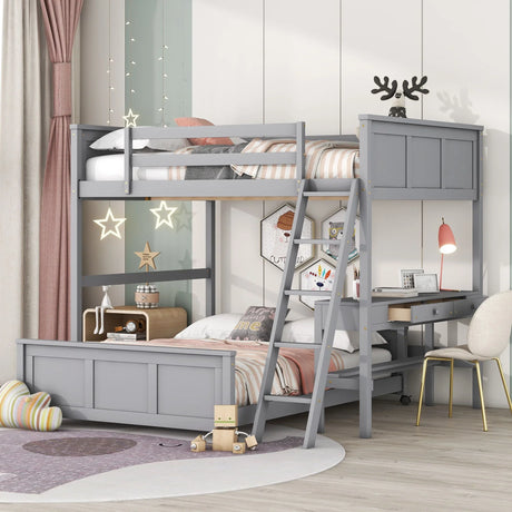 Full Over Full Bunk Bed With Desk - Furniture Home Direct