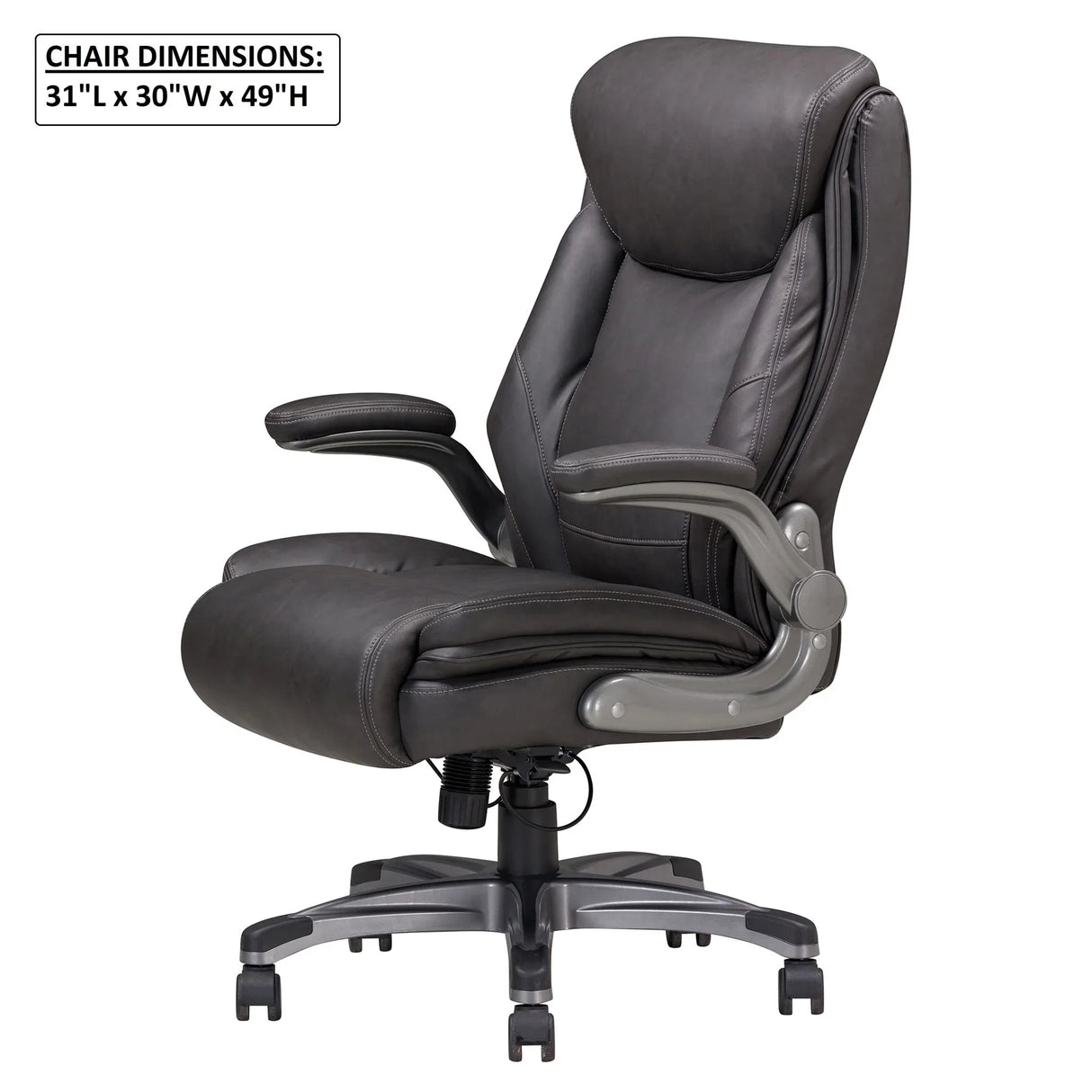 Bonded Leather Upholstered Office Chair With Adjustable Height And Armrest - Gray - Furniture Home Direct