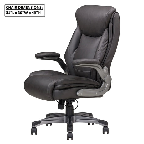 Bonded Leather Upholstered Office Chair With Adjustable Height And Armrest - Gray - Furniture Home Direct