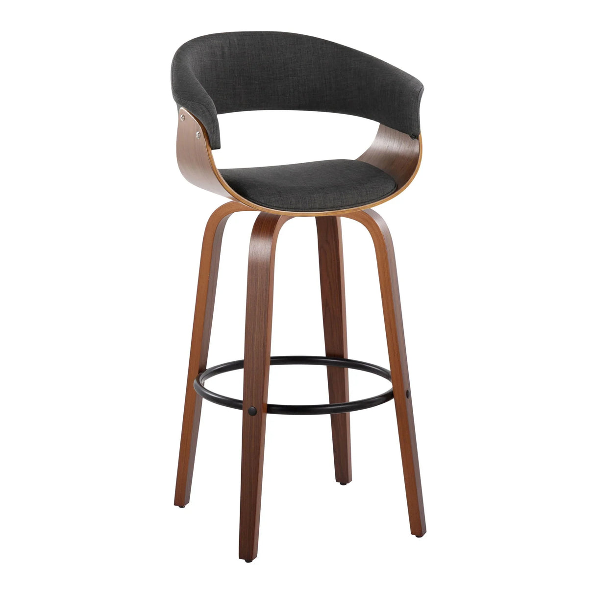 Vintage Mod - Mid Century Modern Fixed Height Barstool With Swivel & Round Footrest (Set of 2) - Furniture Home Direct