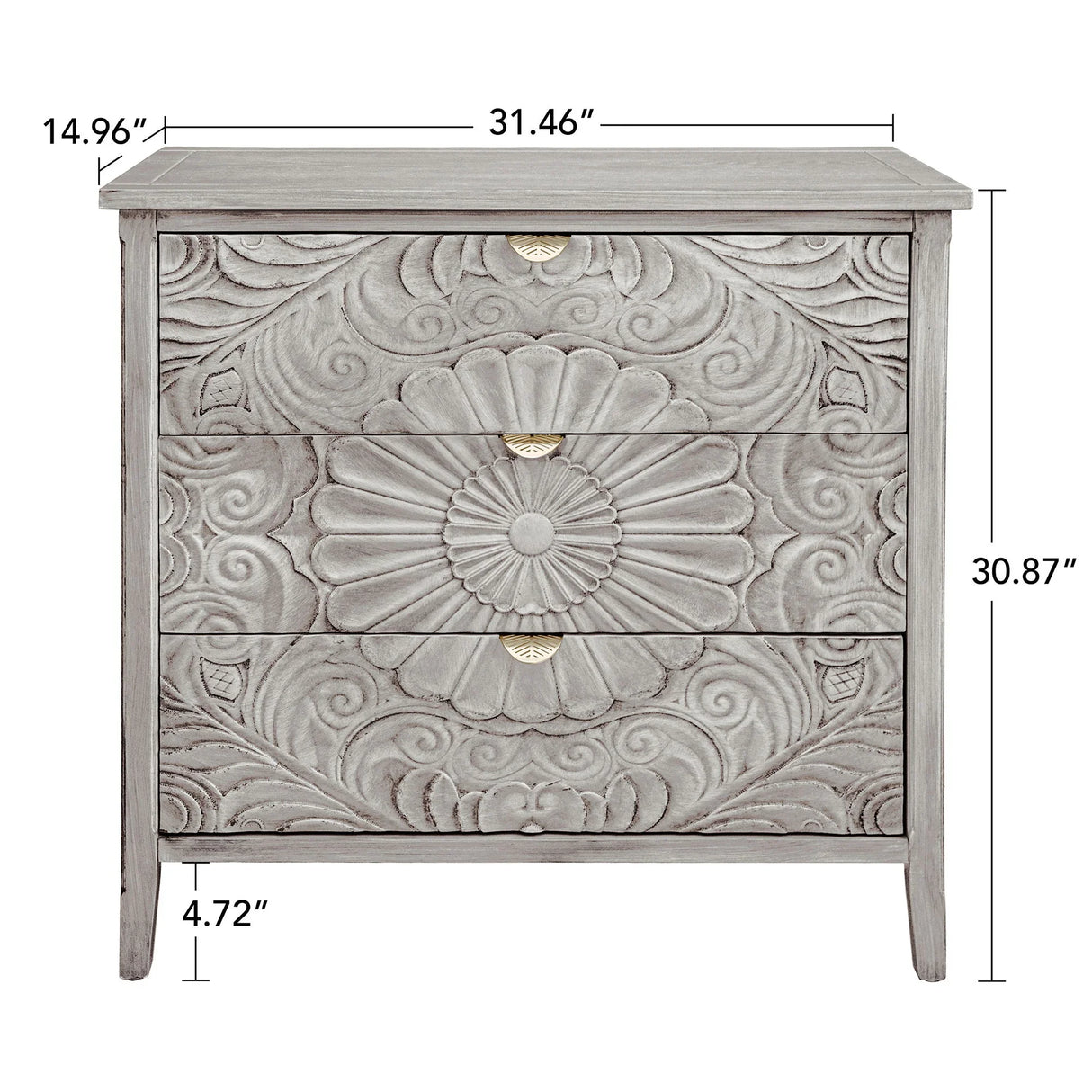 3 Drawer Cabinet, American Furniture, Suitable For Bedroom, Living Room - Light Gray - Furniture Home Direct