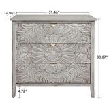3 Drawer Cabinet, American Furniture, Suitable For Bedroom, Living Room - Light Gray - Furniture Home Direct