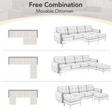 Modern L - Shape Convertible Sectional Sofa With Movable Ottoman - Furniture Home Direct