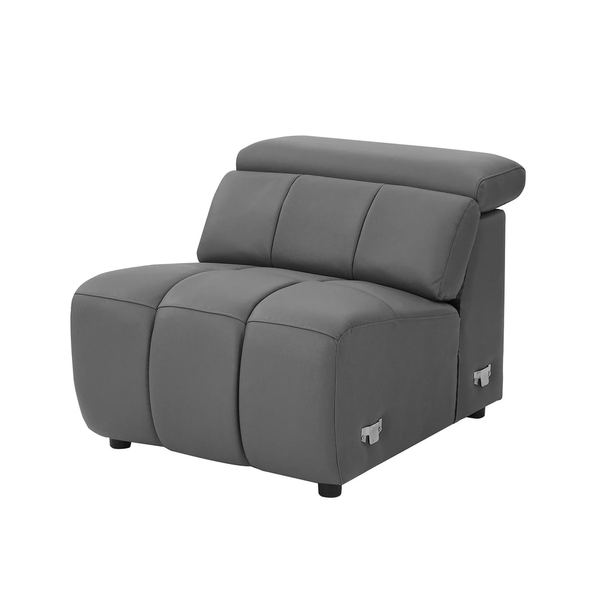 Genuine Leather Power Sectional with USB Port - Gray - Furniture Home Direct