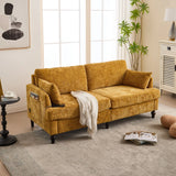 Chenille 2 Seater Sofa With LED Light, USB Charging Port, And Storage Bag