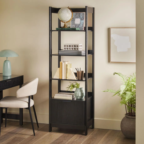 Transitional Narrow Bookshelf With Drawer On Bottom - Furniture Home Direct