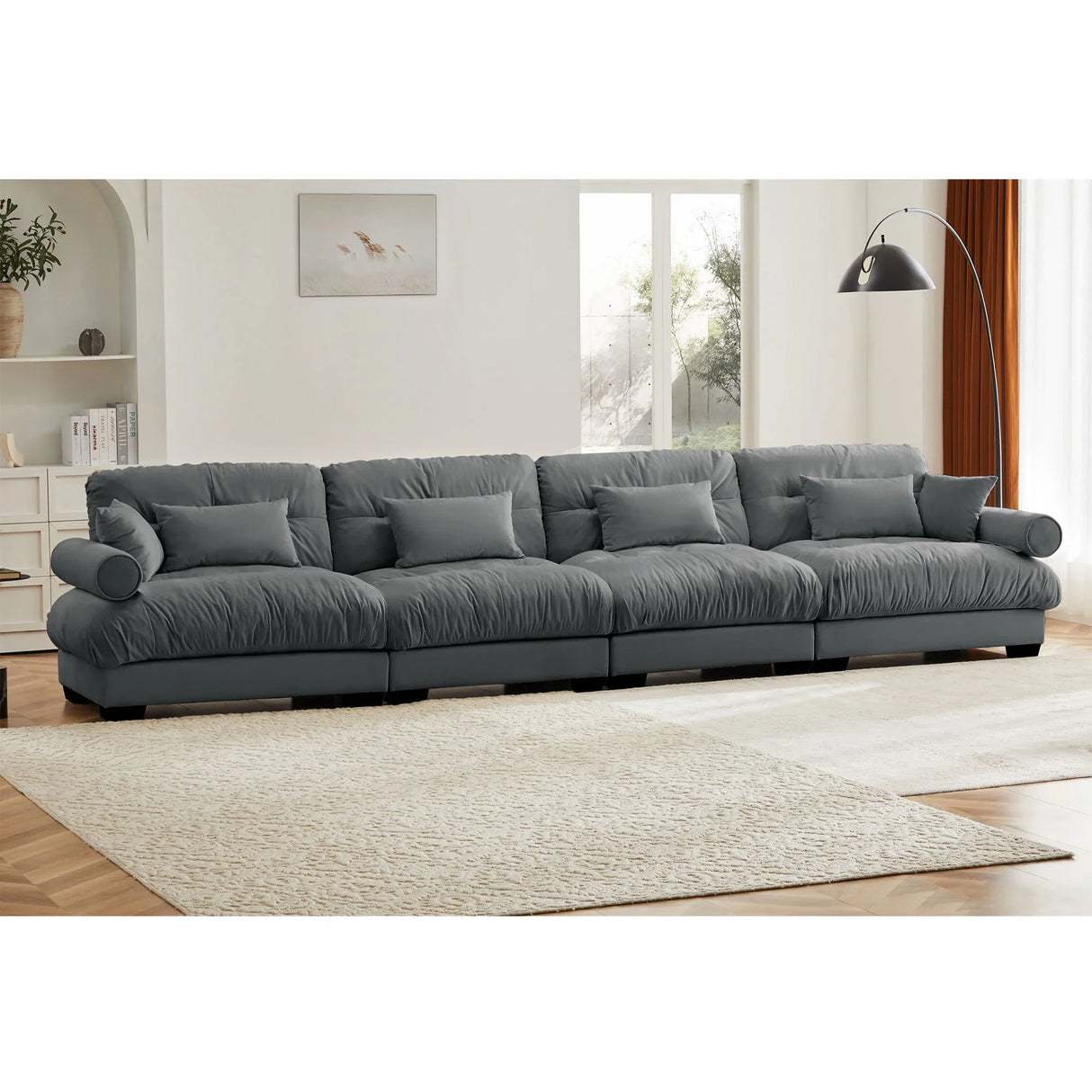 Super Comfort Oversized Modular Velvet Sectional Sofa, Deep Seat Convertible L Shaped Couch - Furniture Home Direct
