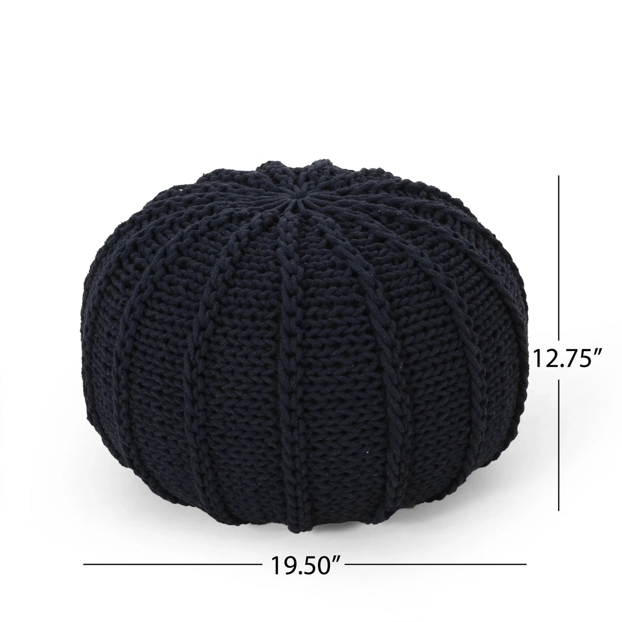 Bordeaux - Knitted Cotton Round Pouf Ottoman And Floor Cushion - Furniture Home Direct