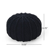 Bordeaux - Knitted Cotton Round Pouf Ottoman And Floor Cushion - Furniture Home Direct