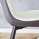 Dining Chairs Four Upholstered Leather Black Legs White - Furniture Home Direct