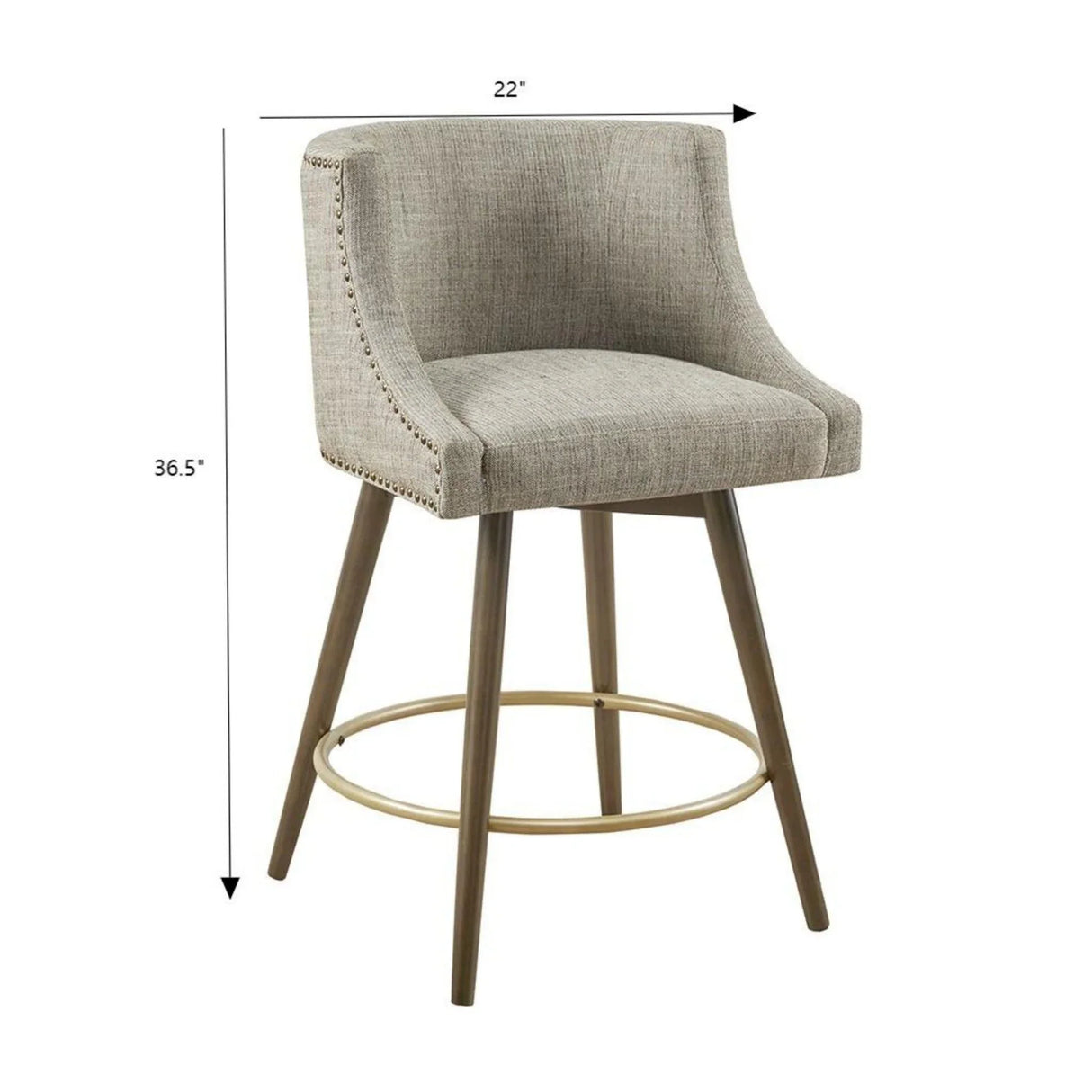 Swivel Counter Stool With Antique Bronze Detailing - Beige Multi - Furniture Home Direct