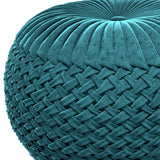 Grafton - Handcrafted Velvet Round Pouf - Furniture Home Direct