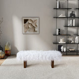 Henley - Fur Bench - White Khaki - Furniture Home Direct