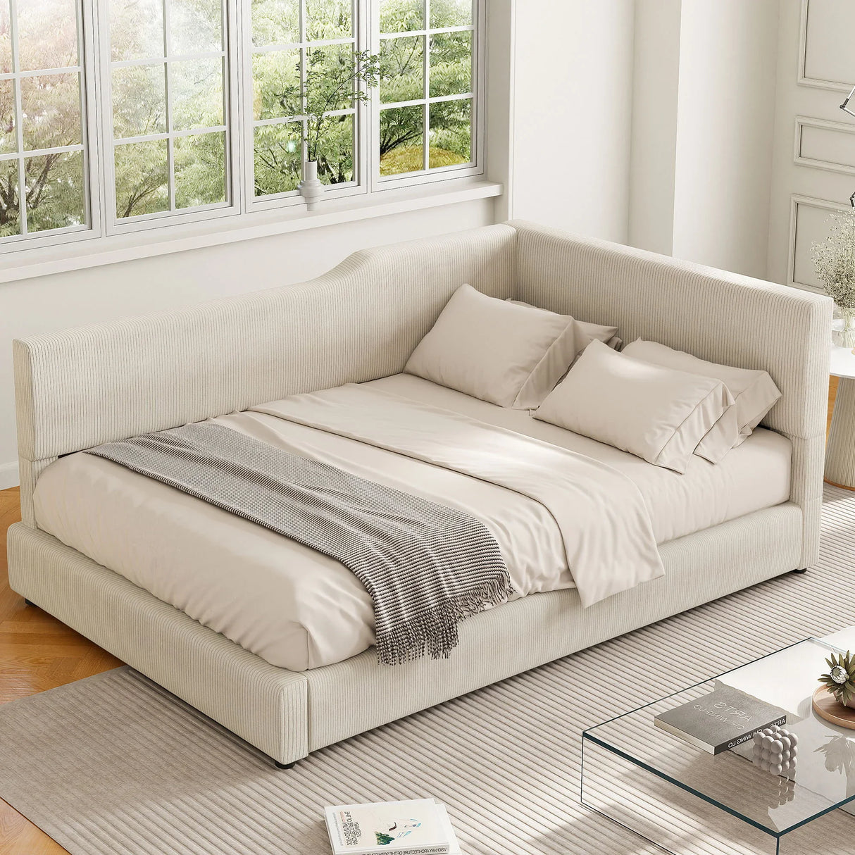 L Shaped Upholstered Daybed - Furniture Home Direct