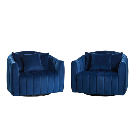 Upholstered Oversized 360° Swivel Accent Barrel Chair And Half Cozy Sofa With 3 Pillows - Furniture Home Direct