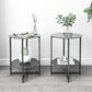 JWS Tempered Glass End Table (Set of 2), Round Coffee Table For Bedroom Living Room Office - Black - Furniture Home Direct