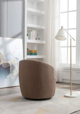 Teddy Fabric Swivel Accent Armchair Barrel Chair With Powder Coating Metal Ring - Furniture Home Direct