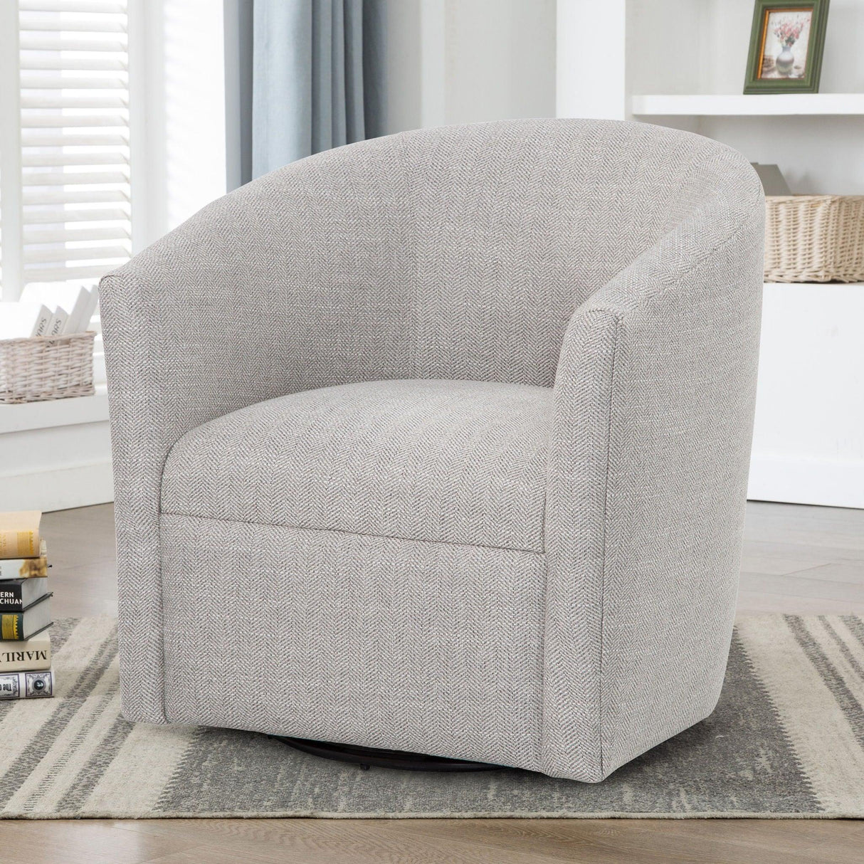 Lainey - Swivel Barrel Chair With 360 Degree Rotation - Furniture Home Direct