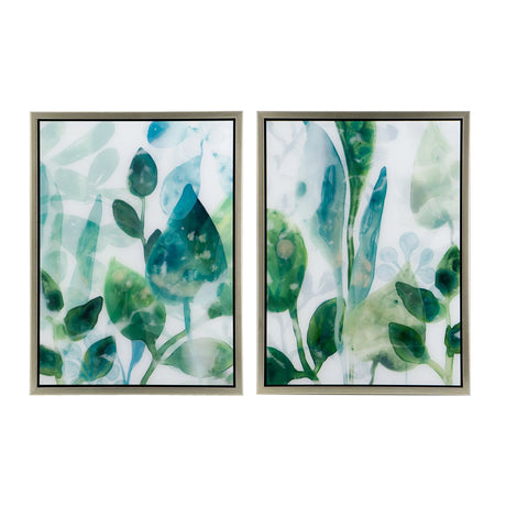 Framed Acrylic Printed Wall Art (Set of 2) - White / Green - Furniture Home Direct