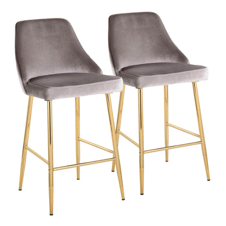 Marcel - Contemporary / Glam Counter Stool (Set of 2) - Gold / Silver - Furniture Home Direct