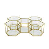 Modern Coffee Table With Double Layer Tempered Glass And Polygonal Design - Furniture Home Direct