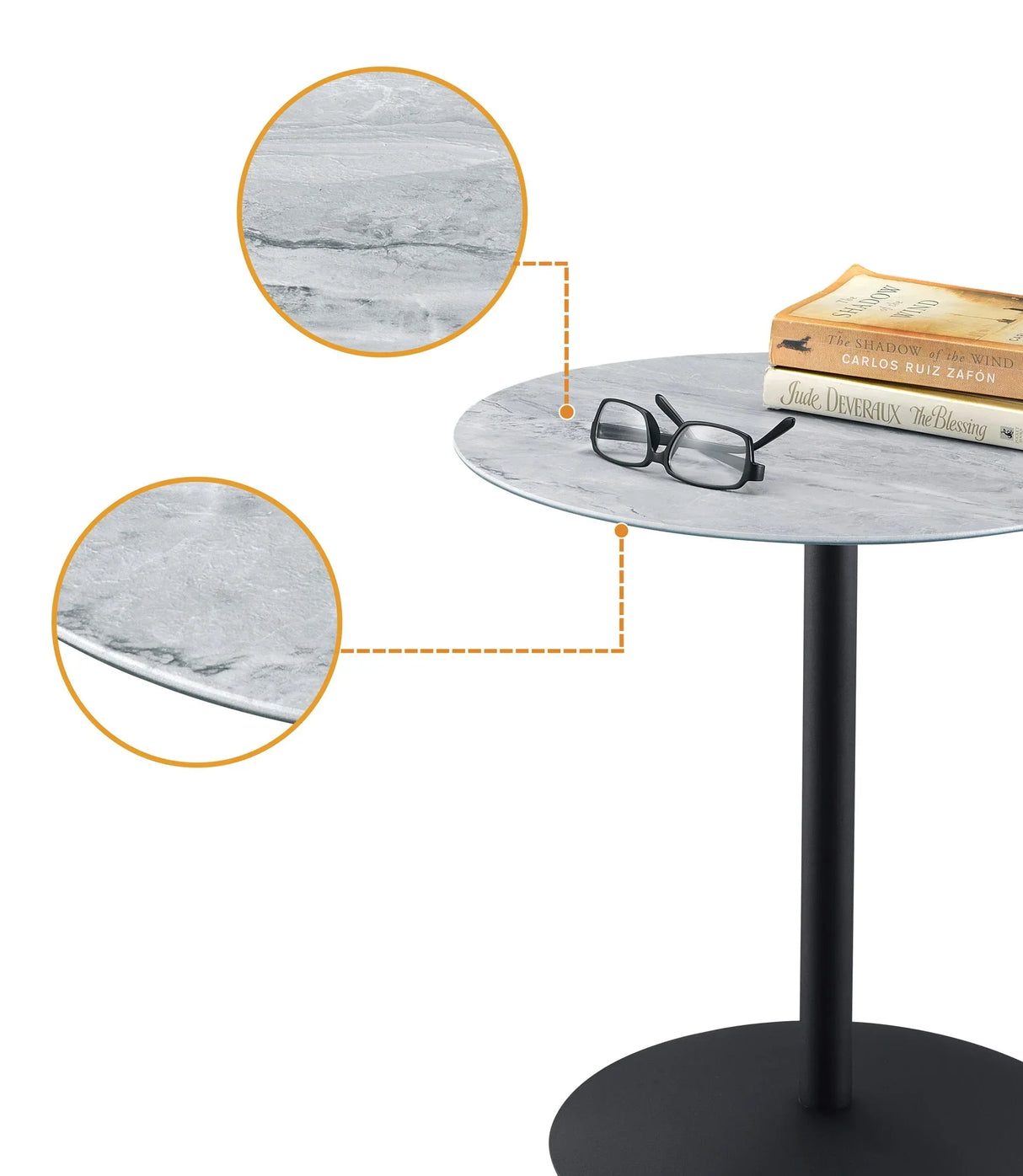 Circa - 17.5" End Table With Marble Textured Top - Furniture Home Direct