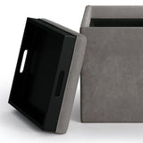 Rockwood - Upholstered Cube Storage Ottoman With Tray - Furniture Home Direct
