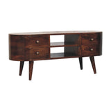 Solid Wood Rounded Entertainment Unit - Furniture Home Direct
