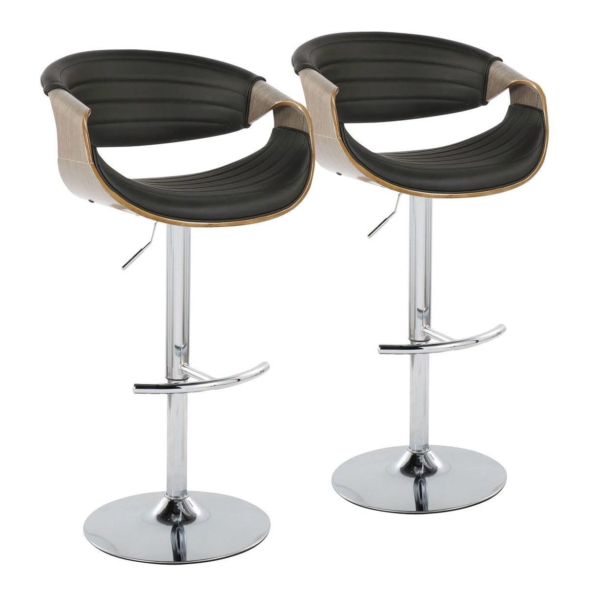 Symphony - Mid Century Modern Adjustable Barstool With Swivel & Rounded T Footrest (Set of 2) - Furniture Home Direct