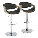 Symphony - Mid Century Modern Adjustable Barstool With Swivel & Rounded T Footrest (Set of 2) - Furniture Home Direct