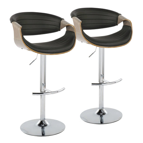 Symphony - Mid Century Modern Adjustable Barstool With Swivel & Rounded T Footrest (Set of 2) - Furniture Home Direct