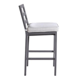 Outdoor Armless Aluminum Barstools With Cushion (Set of 2) - Pewter - Furniture Home Direct